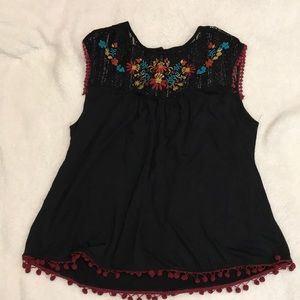 Black boho top